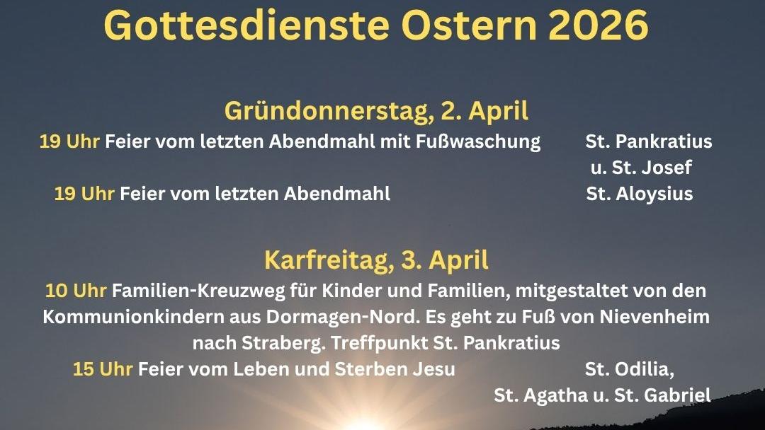 Gottesdiensttermine sind aufgelistet